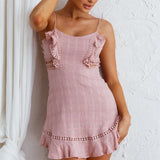 Royale Crochet Lace Trim Dress Mauve