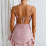 Royale Crochet Lace Trim Dress Mauve