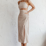 Virgin Islands Cut-Out Midi Dress Sand