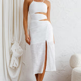 Virgin Islands Cut-Out Midi Dress White