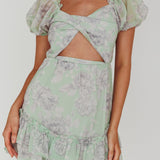 Sweet Nothings Puff Sleeve Twist Dress Floral Apple