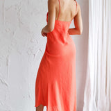 Clovelly Tied Shoulder Midi Dress Orange