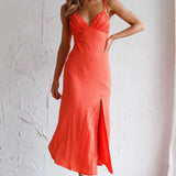 Clovelly Tied Shoulder Midi Dress Orange