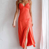 Clovelly Tied Shoulder Midi Dress Orange