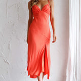 Clovelly Tied Shoulder Midi Dress Orange