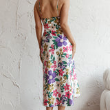 Clovelly Tied Shoulder Midi Dress Flower White