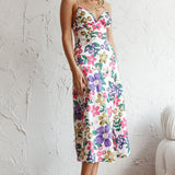 Clovelly Tied Shoulder Midi Dress Flower White