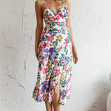 Clovelly Tied Shoulder Midi Dress Flower White