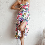 Clovelly Tied Shoulder Midi Dress Flower White