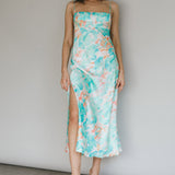 Dolce Life Low Back Midi Dress Floral Green