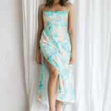 Dolce Life Low Back Midi Dress Floral Green