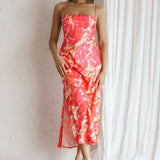 Dolce Life Low Back Midi Dress Floral Pink
