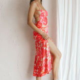 Dolce Life Low Back Midi Dress Floral Pink