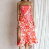 Dolce Life Low Back Midi Dress Floral Pink