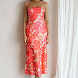 Dolce Life Low Back Midi Dress Floral Pink