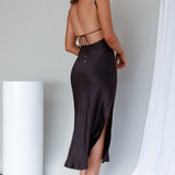 Dolce Life Low Back Midi Dress Black