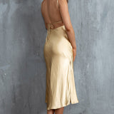 Dolce Life Low Back Midi Dress Lemon