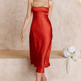 Dolce Life Low Back Midi Dress Red
