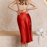 Dolce Life Low Back Midi Dress Red