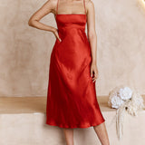 Dolce Life Low Back Midi Dress Red