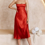 Dolce Life Low Back Midi Dress Red