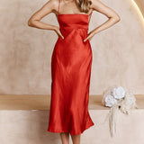 Dolce Life Low Back Midi Dress Red