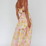 Stars Are Blind Tied Back Midi Dress Floral Pink