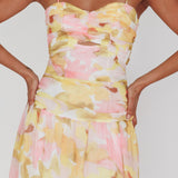 Stars Are Blind Tied Back Midi Dress Floral Pink