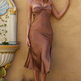 Kindred Spirit Strapless Gathered Bust Midi Dress Chocolate