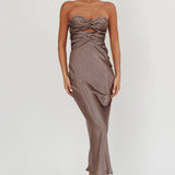 Good Impression Double Twist Midi Dress Charcoal