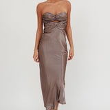 Good Impression Double Twist Midi Dress Charcoal
