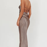 Good Impression Double Twist Midi Dress Charcoal