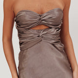 Good Impression Double Twist Midi Dress Charcoal