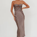 Good Impression Double Twist Midi Dress Charcoal