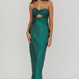 Good Impression Double Twist Midi Dress Forest Green