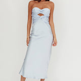 Good Impression Double Twist Maxi Dress Steel Blue
