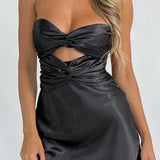 Good Impression Double Twist Mini Dress Black