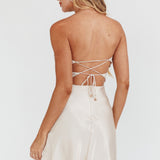 Good Impression Double Twist Mini Dress Champagne