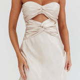 Good Impression Double Twist Mini Dress Champagne