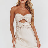 Good Impression Double Twist Mini Dress Champagne
