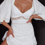 Under The Moon Puff Sleeve Dress White