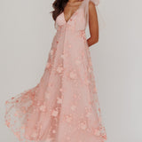 Chantilly Tied Shoulder Maxi Dress Blush