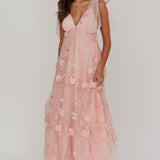 Chantilly Tied Shoulder Maxi Dress Blush