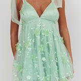 Chantilly Tied Shoulder Mini Dress Sage