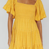 Sigourney Shirred Bust Dress Yellow