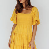Sigourney Shirred Bust Dress Yellow