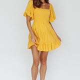 Sigourney Shirred Bust Dress Yellow