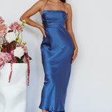 Heaven On Earth Lace-Up Back Maxi Dress Blue