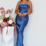 Heaven On Earth Lace-Up Back Maxi Dress Blue