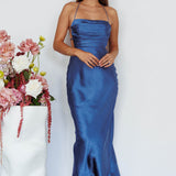 Heaven On Earth Lace-Up Back Maxi Dress Blue